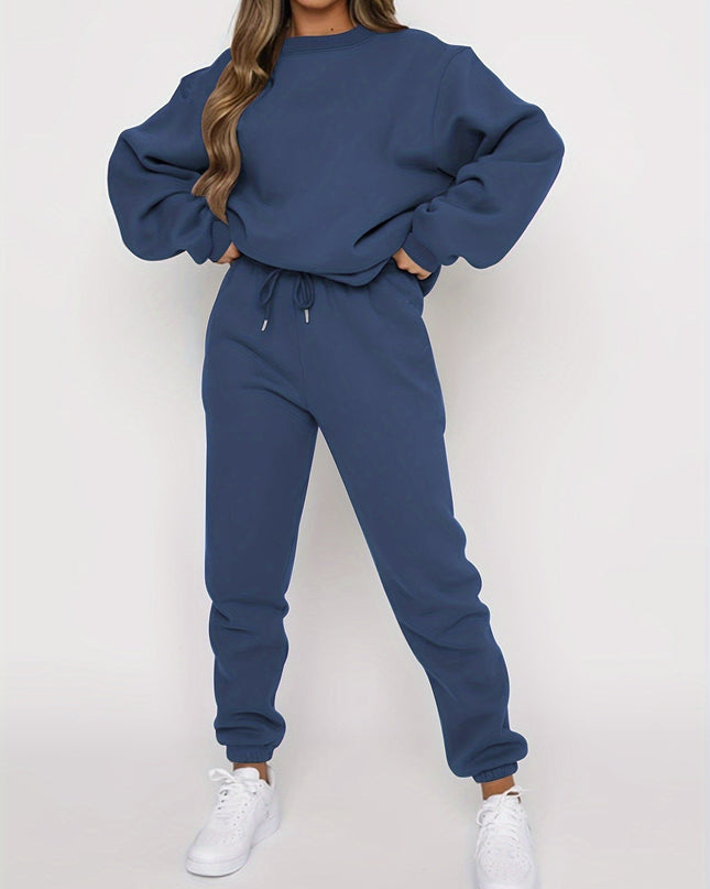 Ribbed Two-Piece Lounge Set for Women – Sweatshirt & Joggers