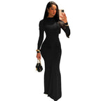 Long Sleeve Pleated High Waist Slim Fit Dress UK-HighTouch