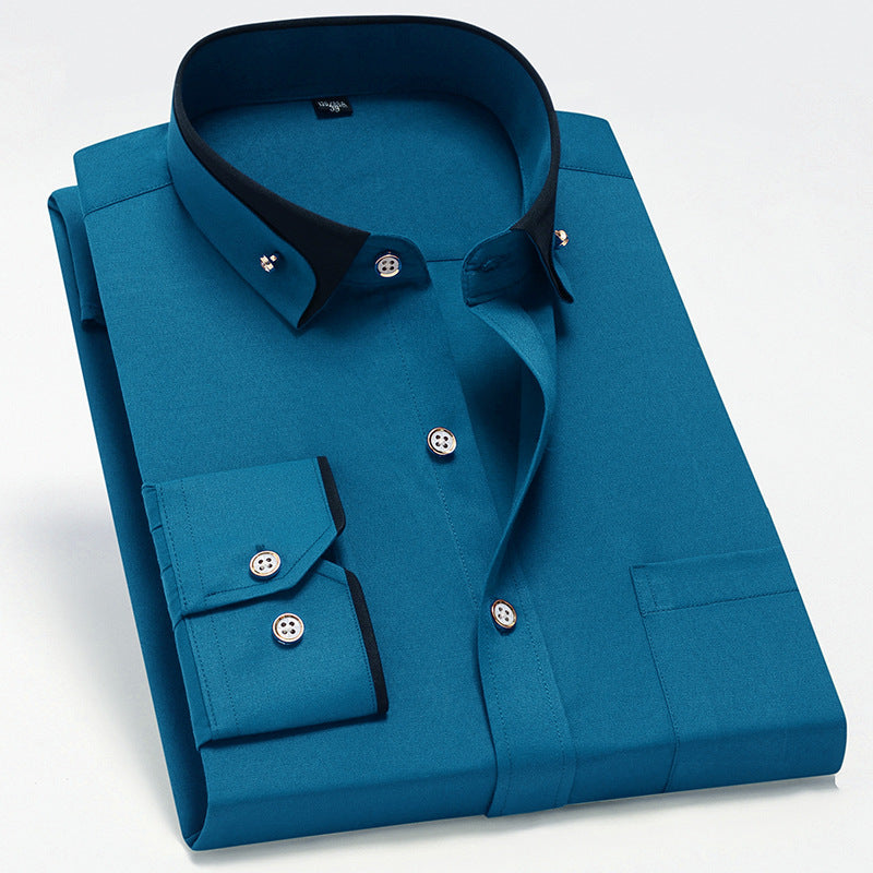 Men’s Stretch Long Sleeve Shirt Casual Non-Iron Slim Fit Dress Shirt-HighTouch