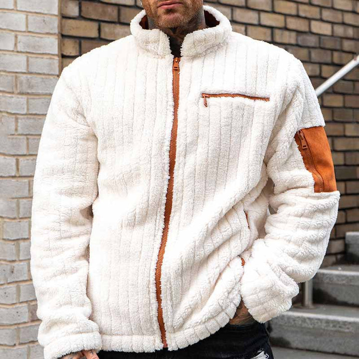 Men’s Color Block Winter Jacket – Casual Cotton Blend Coat-HighTouch