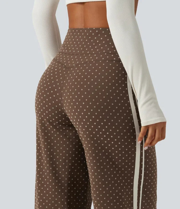 Yoga Pants Women High Waisted Polka Dot Wide Leg Tummy Control