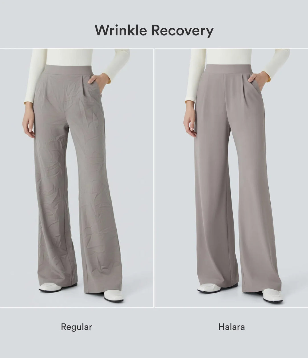 Halara Flex High Waisted Body Sculpt Waist-Slimming Pocket Wide Leg Micro Waffle Work Pants