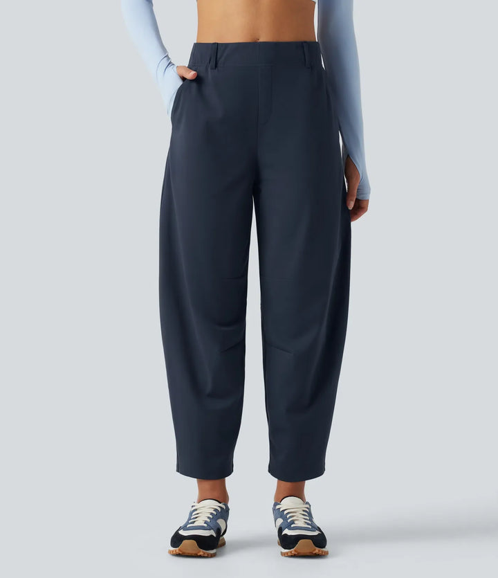 Barrel Leg Pants Women High Waisted Dance Pants with Pockets