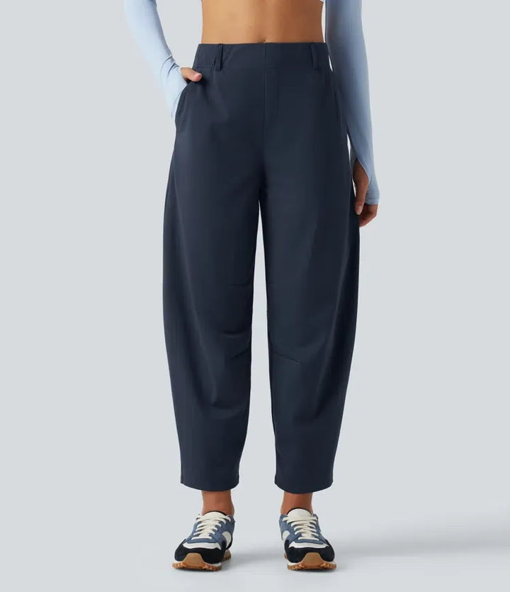 Barrel Leg Pants Women High Waisted Dance Pants with Pockets