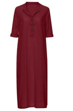Linen Cotton Long Loose Waist Dress-HighTouch