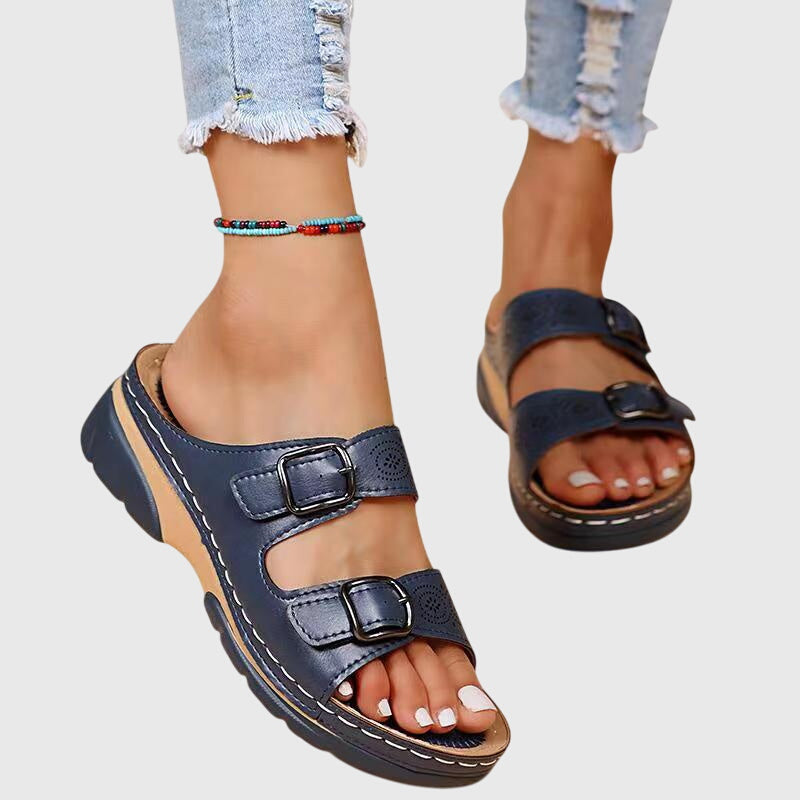 Women's Diora Orthopedic Leather Sandals – Comfort Arch-Support Walking Sandals