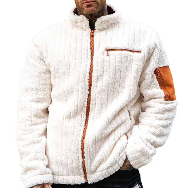 Men’s Color Block Winter Jacket – Casual Cotton Blend Coat-HighTouch