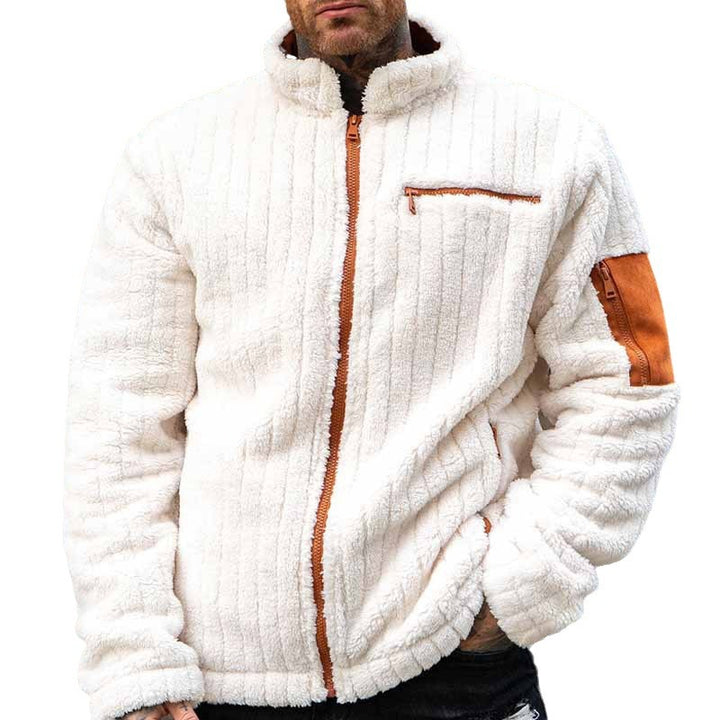 Men’s Color Block Winter Jacket – Casual Cotton Blend Coat-HighTouch