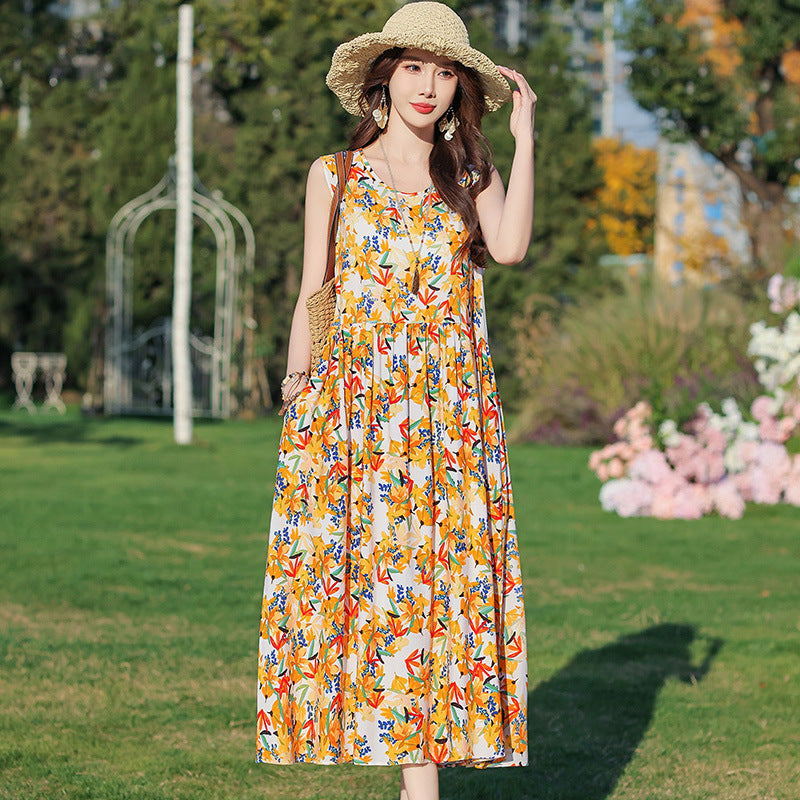 Women's Printed Viscose Dress – Plus Size Extended Fit Collection-HighTouch