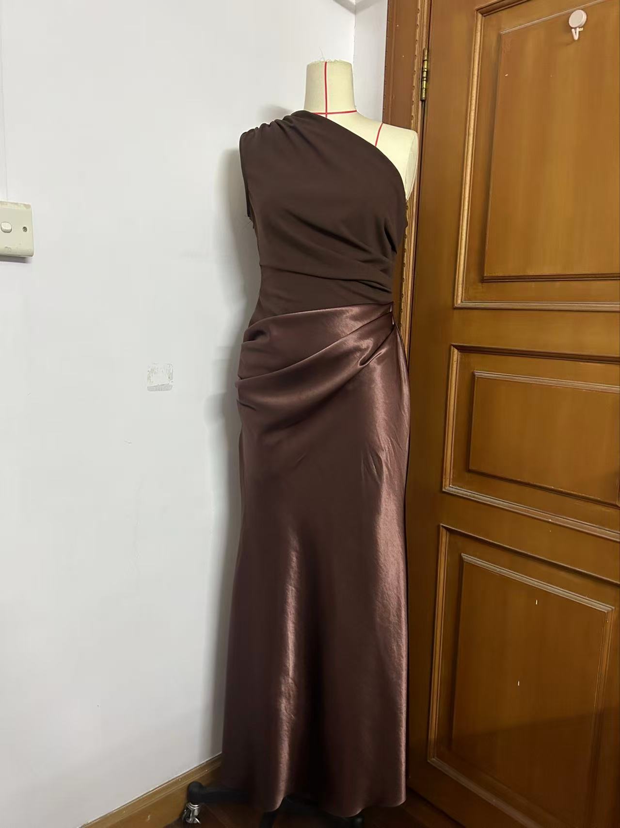 Crossbody Pleated Stitching Satin Skirt-HighTouch