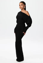 Off‑Shoulder Knitted Bodycon Dress-HighTouch