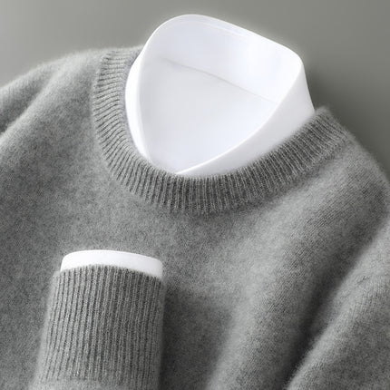 Men’s Thickened Half-High Collar Pullover – Loose Knit Sweatshirt
