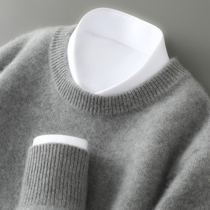 Men’s Thickened Half-High Collar Pullover – Loose Knit Sweatshirt-HighTouch