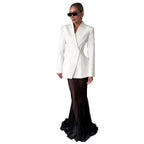 Cross-border Foreign Trade Design Sense Temperament Commute Pure Color Mesh Suit-HighTouch