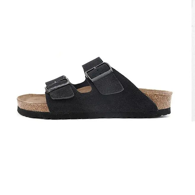Retro Explosion Belt Buckle Sandals Cross-Border Plus Size Flat Slippers for Men Women Summer