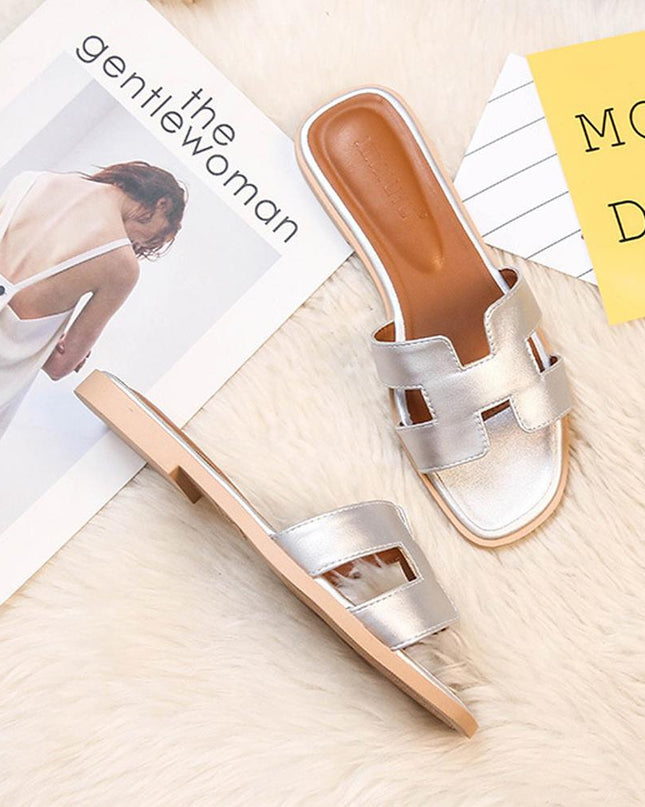 H Design Sandal – Premium Faux Leather Slip-On Sandals