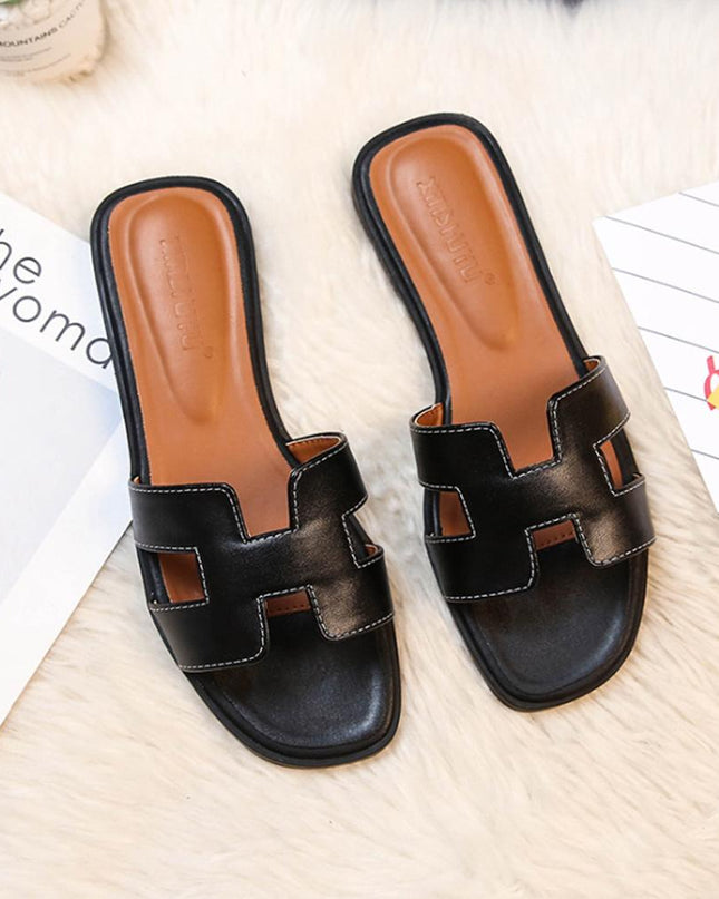 H Design Sandal – Premium Faux Leather Slip-On Sandals