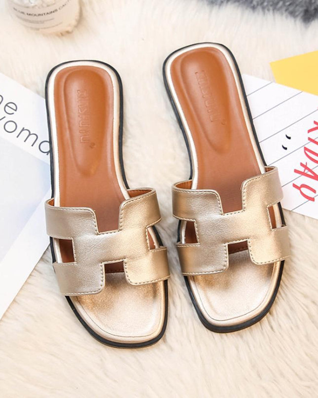 H Design Sandal – Premium Faux Leather Slip-On Sandals