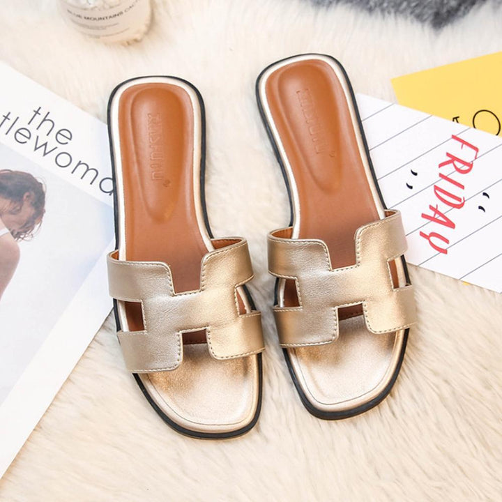 H Design Sandal – Premium Faux Leather Slip-On Sandals-HighTouch