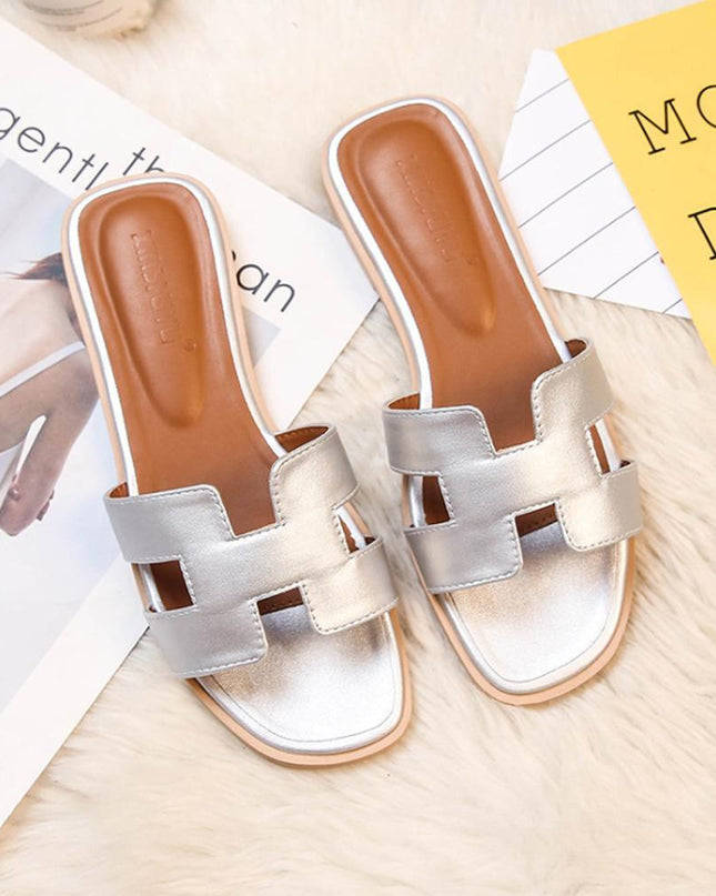 H Design Sandal – Premium Faux Leather Slip-On Sandals