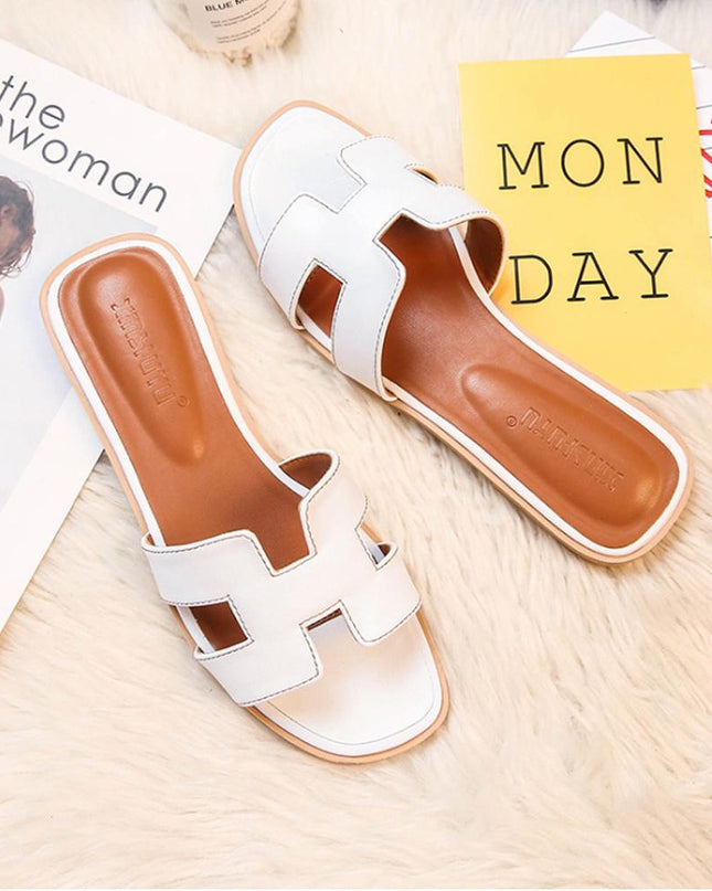 H Design Sandal – Premium Faux Leather Slip-On Sandals