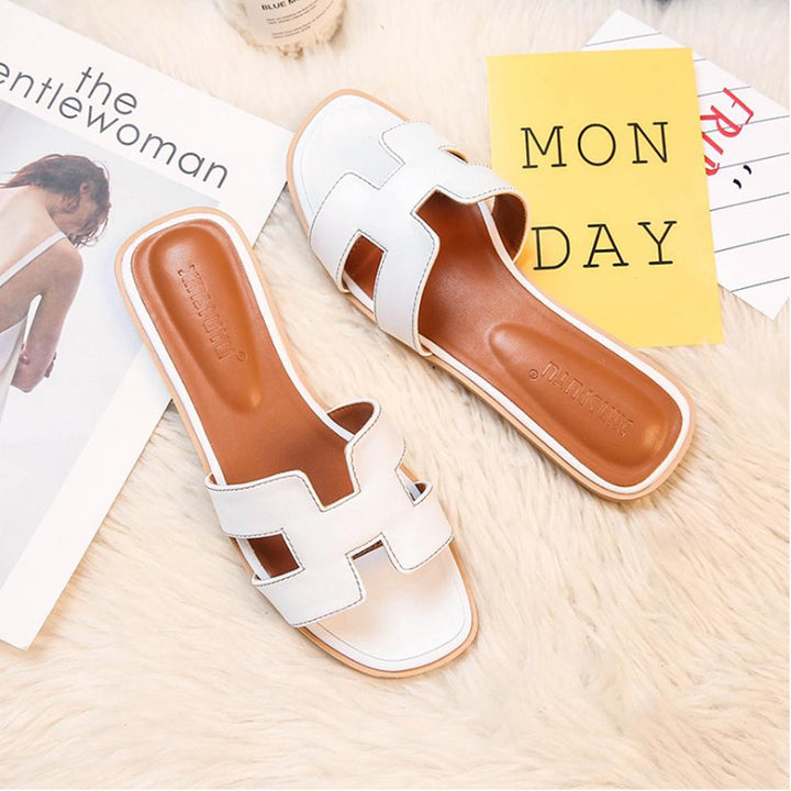 H Design Sandal – Premium Faux Leather Slip-On Sandals-HighTouch