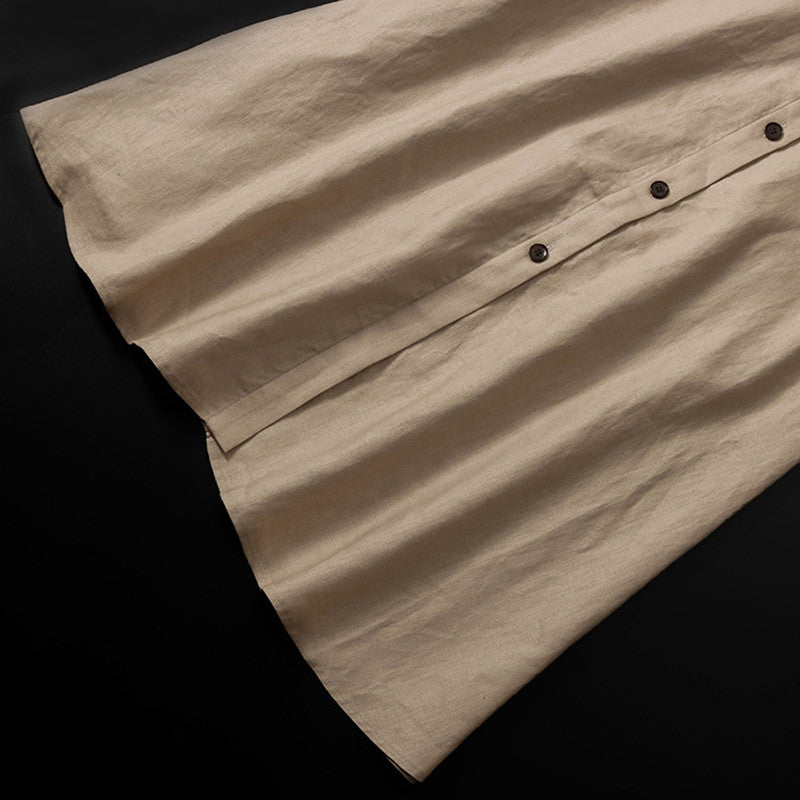 Linen French Tooling Style Dress-HighTouch