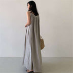 Cotton & Linen Holiday Dress | Plain Pattern with Resin Fixing Process-HighTouch