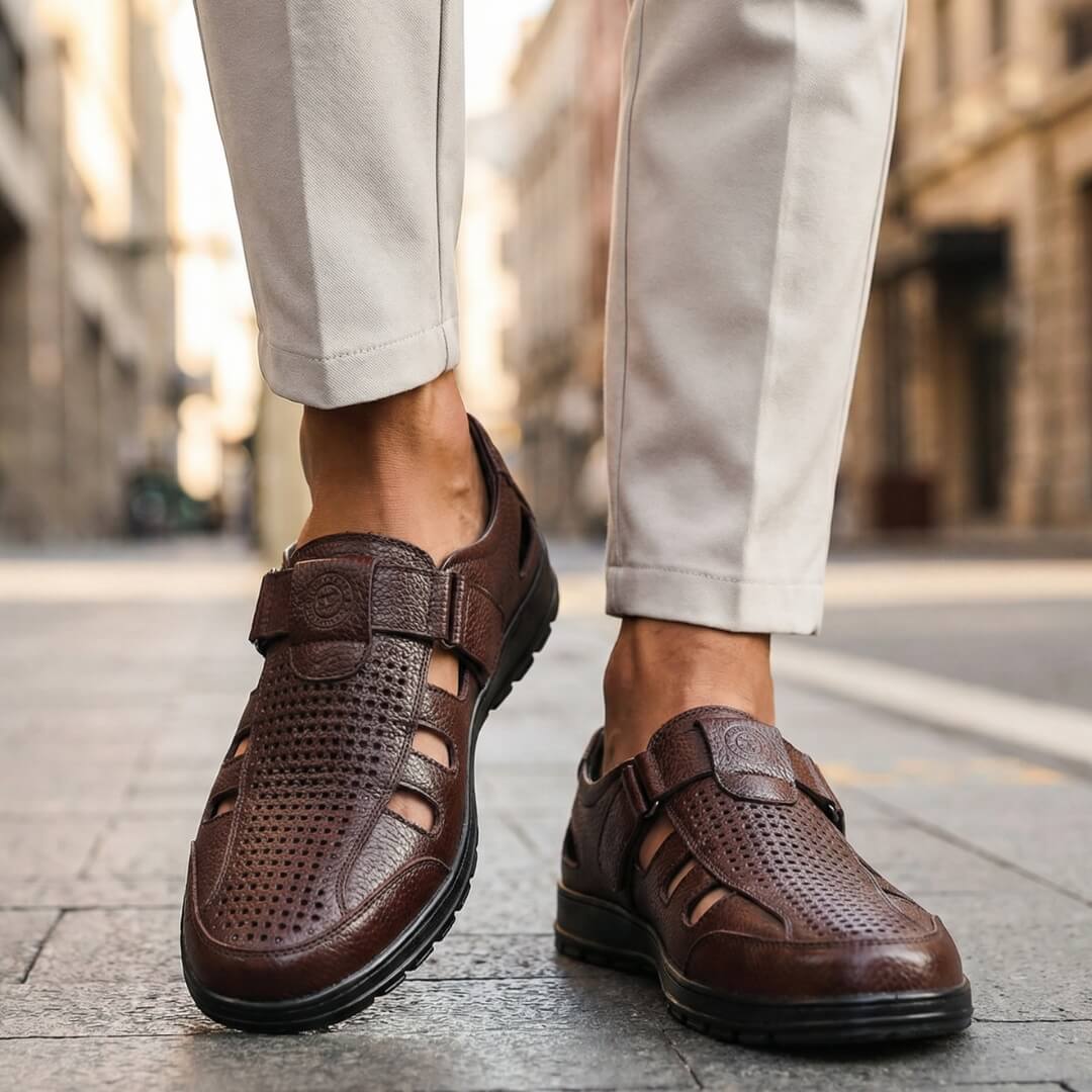 Men's Leather Sandals Comfortable Casual Summer Shoes
