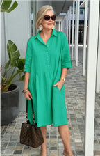 Women's Solid Color Temperament Commute Dress-HighTouch