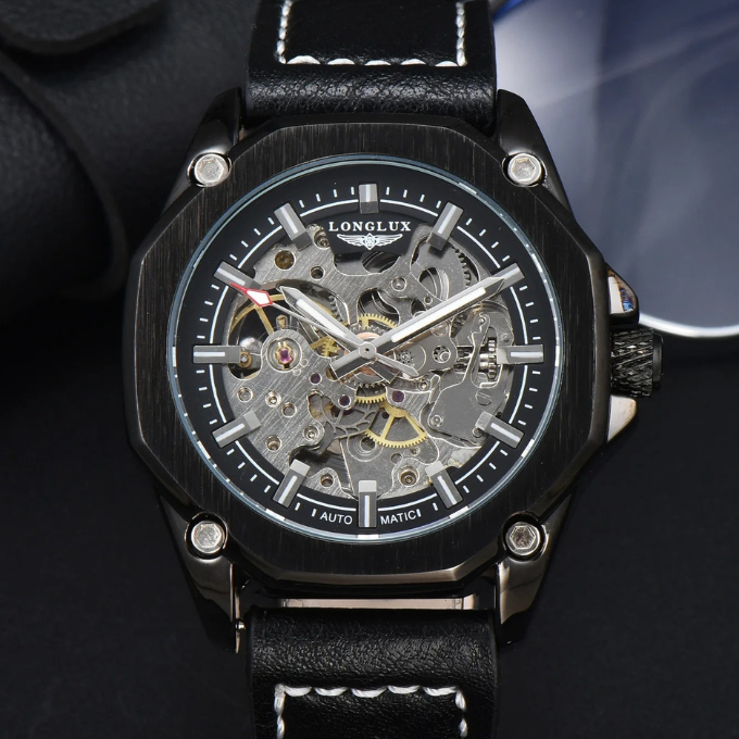 Men's Skeleton Leather Watch – Beck Atlas