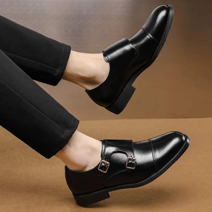 Men’s Double Monk Strap Shoes – Full-Grain Leather