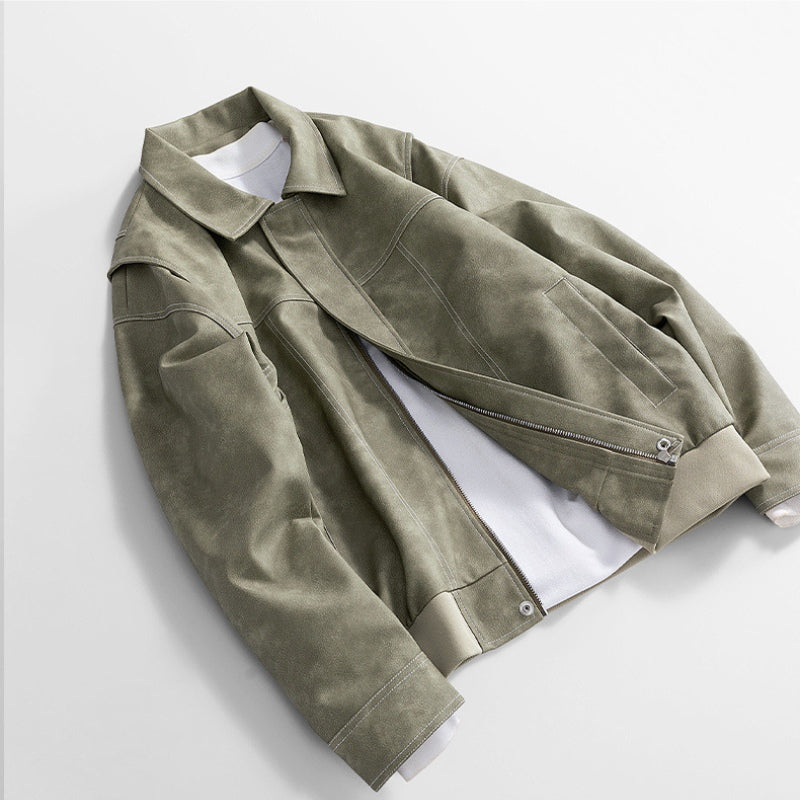 Men's Vegan Leather Bomber Jacket