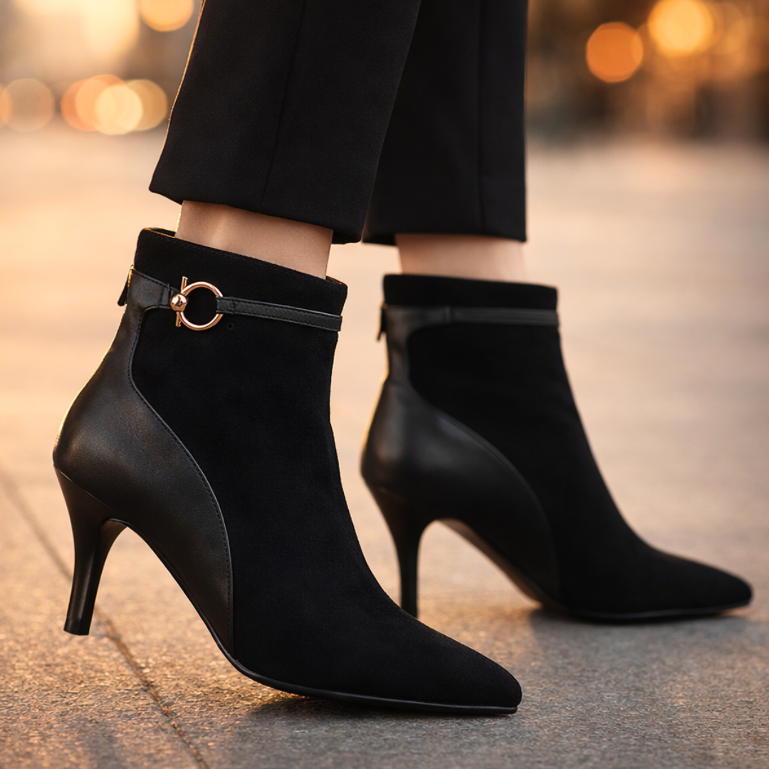 Women's Two-Tone Vintage Ankle Boots – 8.5cm Heel