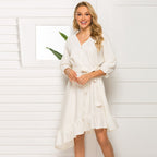 Solid Color Cotton & Linen Dress-HighTouch