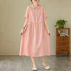 Women's Fashion Simple Solid Color Linen Dress-HighTouch