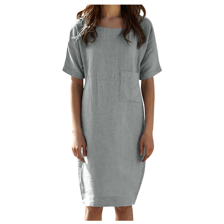 Cotton Linen Street Style Dress | Solid Color Dress-HighTouch