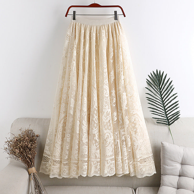 Women's Embroidered Lace Umbrella Long Skirt-HighTouch