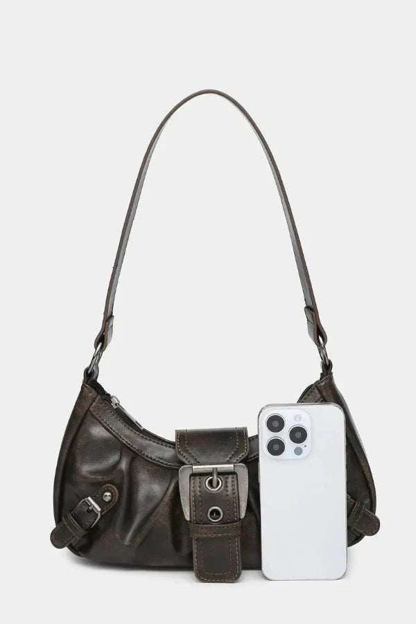 Adriel Shoulder Bag - PU Leather Statement Buckle Style