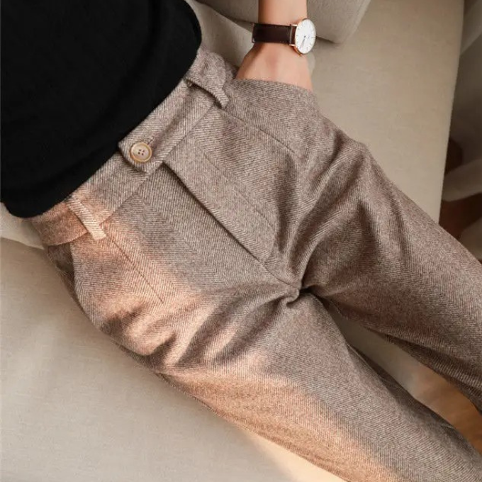 Men's Herringbone Wool Trousers – Tailored Fit