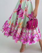 Spring And Summer Dress Ins Temperament Suspenders Flower Irregular Loose Skirt-HighTouch