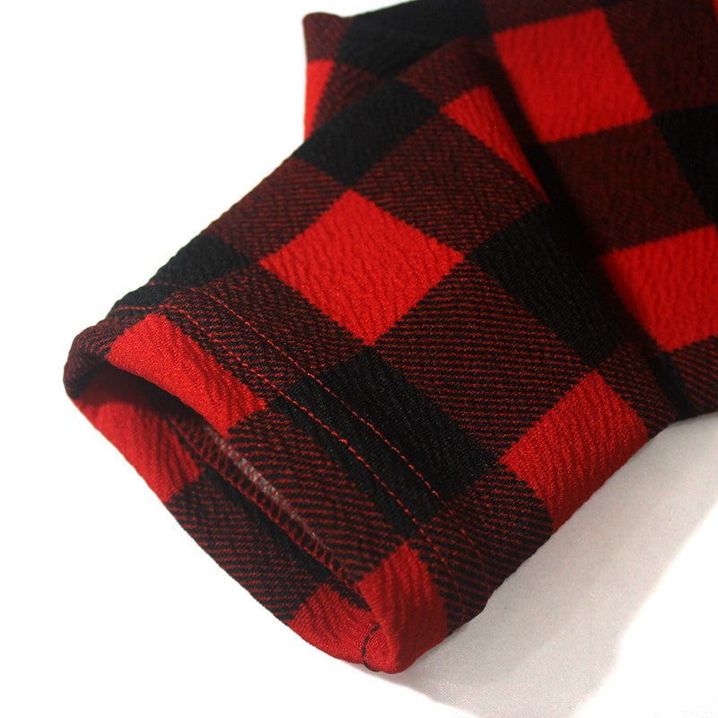 Women's Plaid Long Sleeve Dress – Soft Cotton Casual Shirt Dress-HighTouch