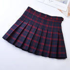 Women’s High-Waist College Skirt – Plaid Pleated Academic Mini
