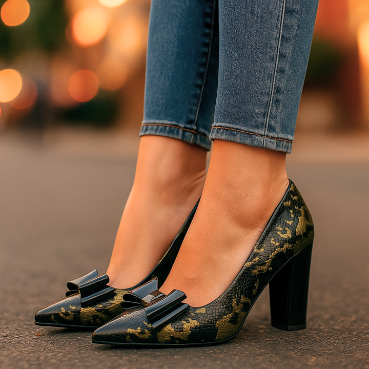 Women's Snake Print Heels – Pointed Toe Pumps