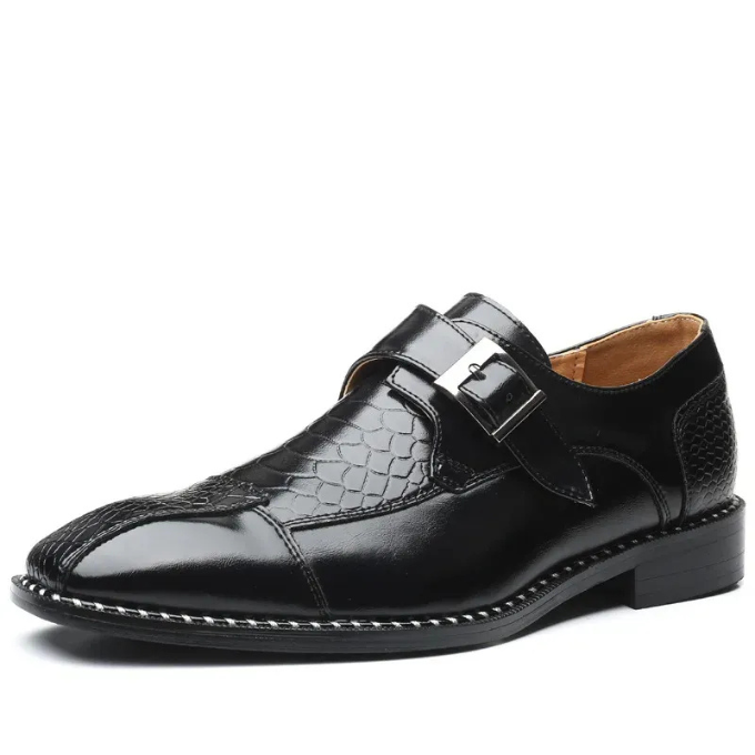 Men's Reptile Textured Leather Monk Strap Shoes