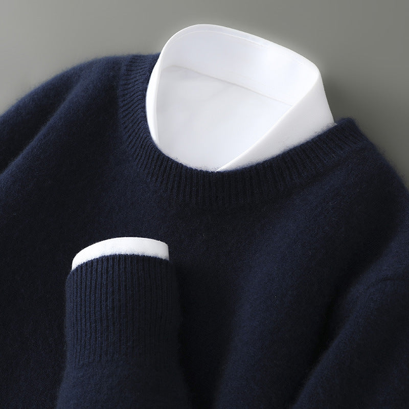 Men’s Thickened Half-High Collar Pullover – Loose Knit Sweatshirt-HighTouch