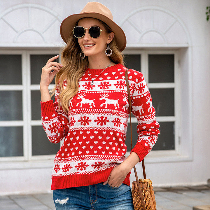 Women's Christmas Snowflake Knit Sweater - Festive Winter Sweater
