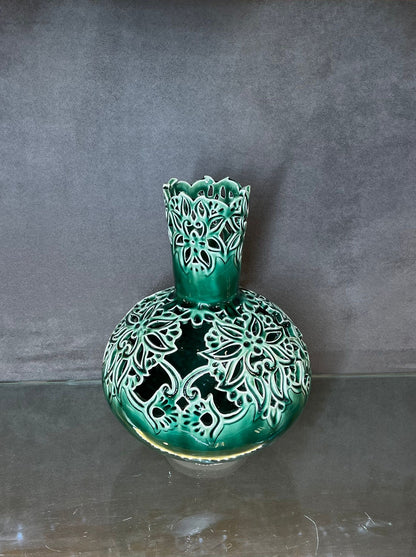 Glazed Green Flower Pot