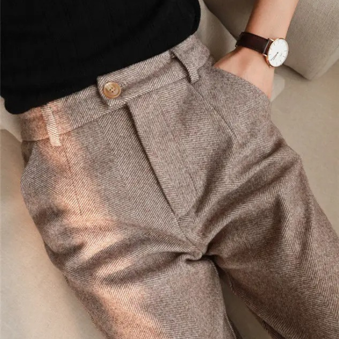 Men's Herringbone Wool Trousers – Tailored Fit