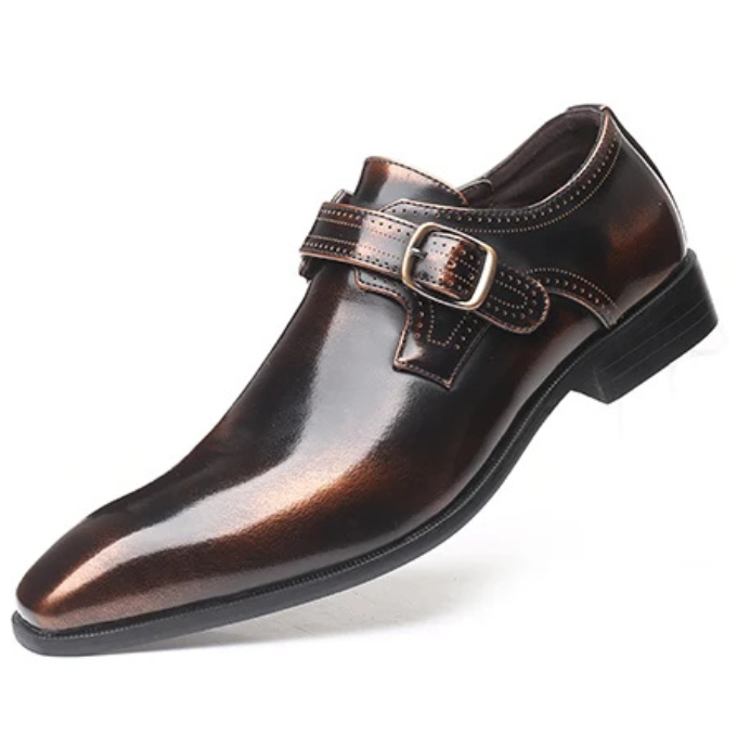 Men's Burnished Leather Monk Strap Shoes